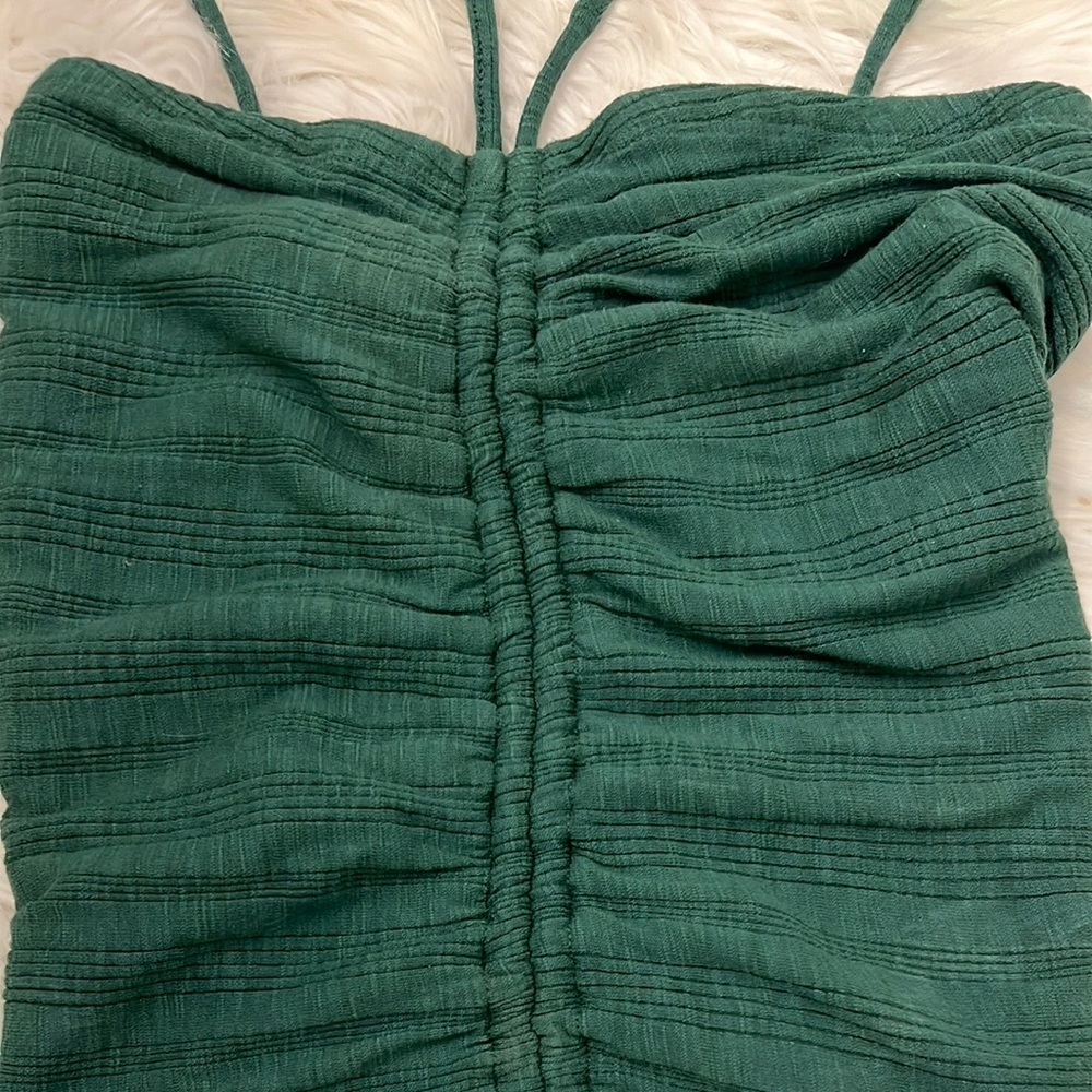 NWT Anthropologie Pilcro Ruched Ribbed Halter Top - Green - size XXS - Picture 6 of 14